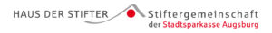 Logo der „Haus der Stifter – Stiftergemeinschaft der Stadtsparkasse Augsburg“: Der Schriftzug ist in zwei Zeilen auf weißem Hintergrund dargestellt.