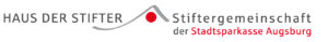 Logo der „Haus der Stifter – Stiftergemeinschaft der Stadtsparkasse Augsburg“: Der Schriftzug ist in zwei Zeilen auf weißem Hintergrund dargestellt.